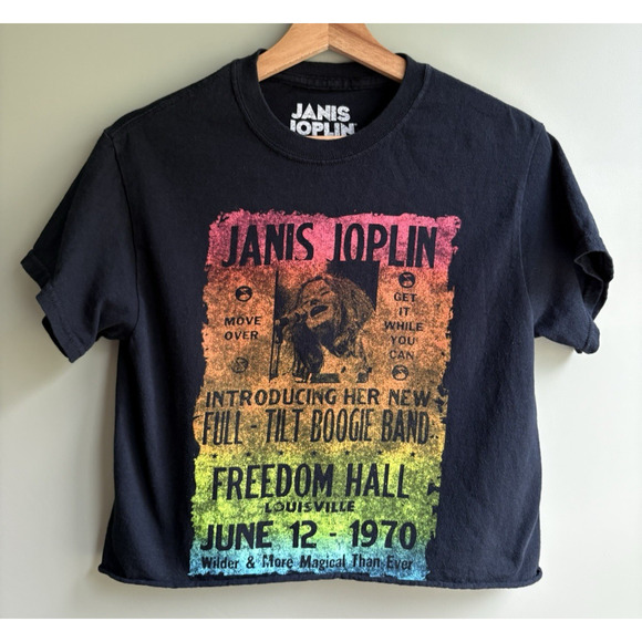 JANIS JOPLIN Rainbow Graphic Band T-shirt 1970 Concert Tee Festival Grunge Small - Picture 1 of 7